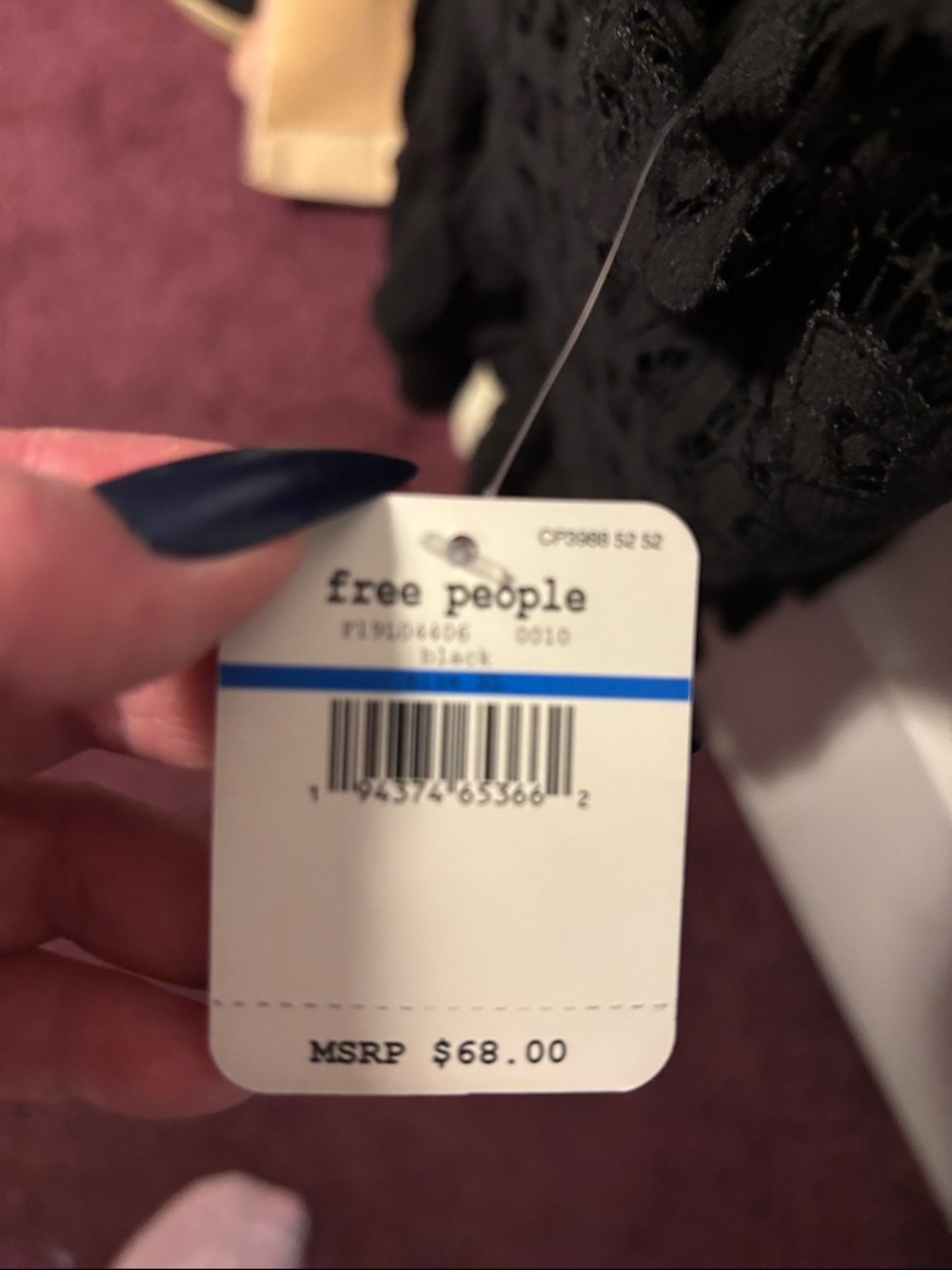 Free People Black Lace Peplum Cami with Crisscross Straps - Picture 2 of 2